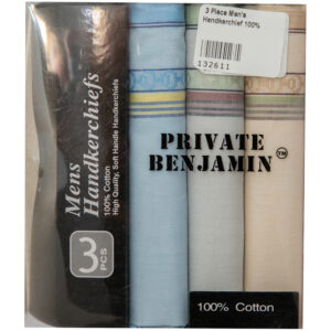 Men’s Handkerchiefs 100% Cotton Assorted - 3 Piece