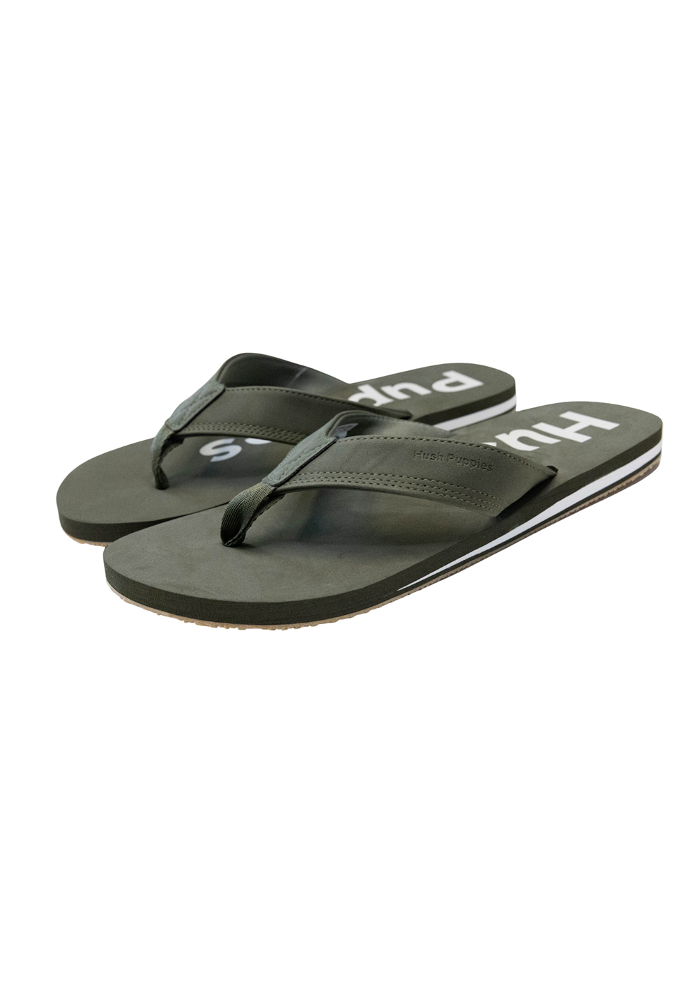 Hush Puppies Stomp Flip Flops Olive - Image 2