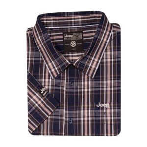 Jeep S/S Check Shirt Navy-Taupe